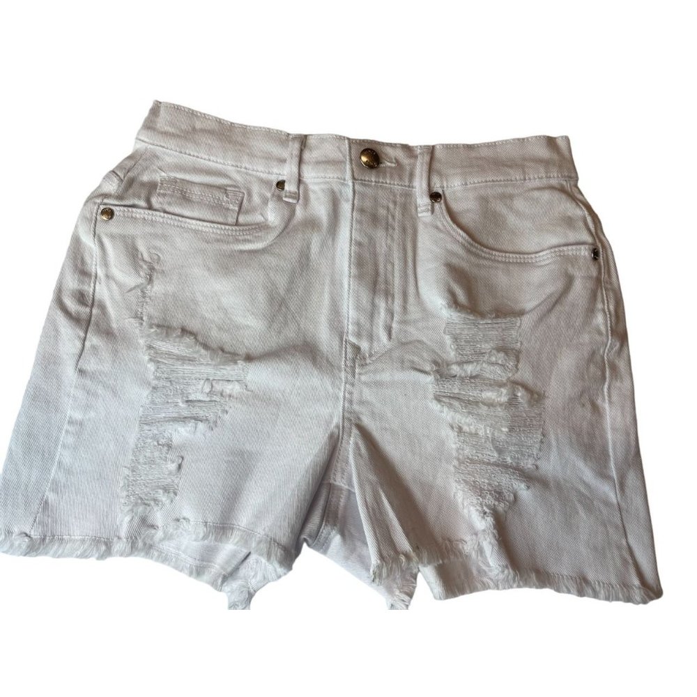 Venus Womens Cut Off Jeans Shorts Mid Rise Distressed Flat Front White Size 4